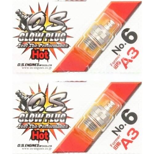 2Pcs 100% Genuine RC Parts Glow Plug OS O.S. Former A3 No.6 #6 Standard Glow Plug Spark Hot For RC Car Truck Nitro Engine