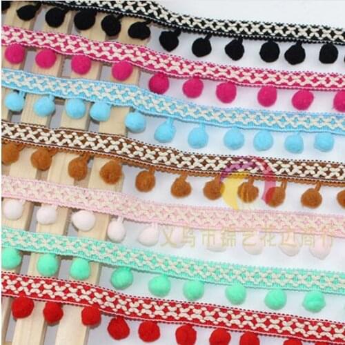 20yards 25mm Pom Pom Lace Trim Ball 12mm Mini Pearl Pompom Fringe Ribbon Sewing Lace Knitted Fabric Handmade Craft Accessories