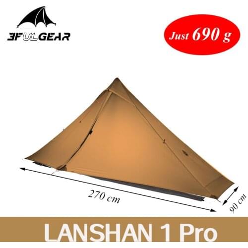 2020 New Version 3F LANSHAN 1 Pro No-See-Um 3 / 4 Season 230*80*125cm 2 Side 20d Silnylon One Person Light Weight Camping Tent