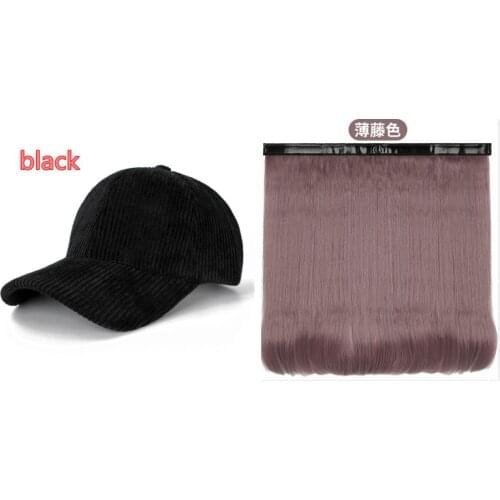 202103-wu fashion long Curly hair Corduroy hat patchwork False hair lady baseball hat women leisure visors cap