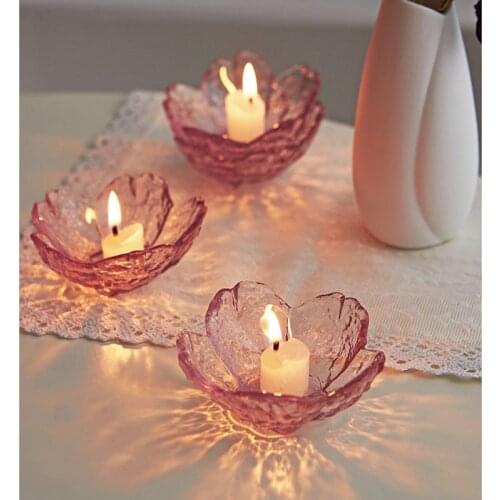 8x8cm Glass Candle Holder For Home Decor Decorative Handmade Wedding Decoration Candle Stand Nordic Candle Holder