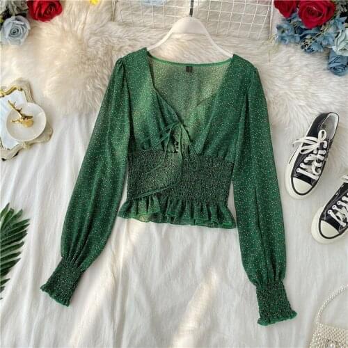 Floral Print Blouse Shirt Women Autumn Winter Long Sleeve Lace Up Tops And Blouses Women Shirts Flower Red Green