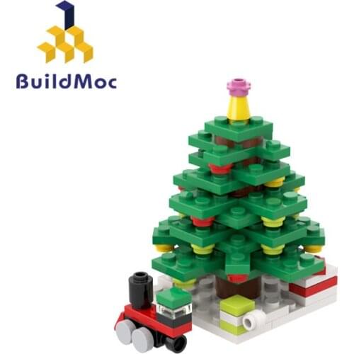 Buildmoc Christmas Tree 82PCS Bricks MOC Christmas Model Building Blocks Toys for Children DIY Xmas Toy Kids Gifts
