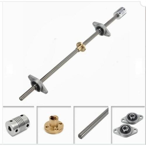 DuoWeiSi 3D Printer Parts T8 300mm Stainless Steel Lead Screw Coupling Shaft Mounting Bracket For 3D Printer