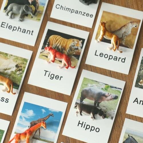 Baby Montessori Animal Match Cards Cognition Puzzles Educational Toys Preschool Toddler Languag Learning Cards Matching Game