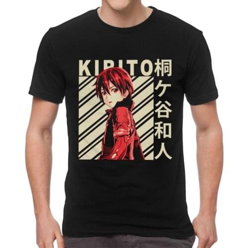 Kirigaya Kazuto T Shirts Men Short Sleeve Cotton T-shirt Anime Manga Sword Art Online Kirito Tee Tops Streetwear Tshirt Gift