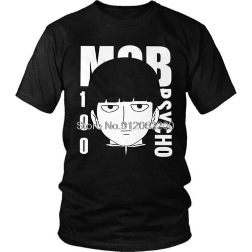 Tvoe Mens Manga Mob Psycho 100 T-Shirt Fashion Shigeo Kageyama Tshirt Short Sleeve Cool T Shirt Homme Cotton Tee Streetwear