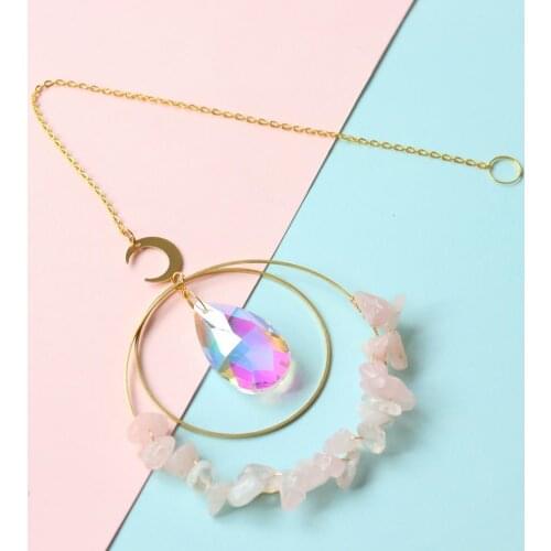 Crystal Stars Moon Pendant Garden WindChime Sun Catcher Rainbow Maker Crystal Art Wall Hanging Decor Home Decoration