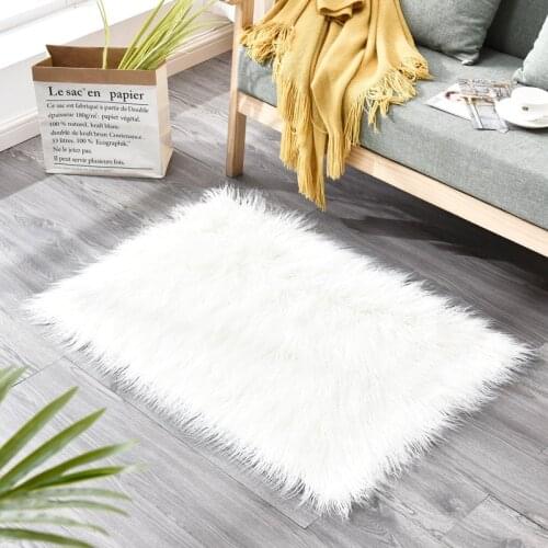 Artificial Wool Carpet for Bedroom Decorative Faux Sheepskin Fur Area Rugs Seat Cushion Fluffy Washable Living Room Carpets