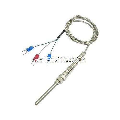 Liquid Measuring 50mm x 5mm PT100 Type Earth Thermocouple Probe 1 Meter 3.3ft