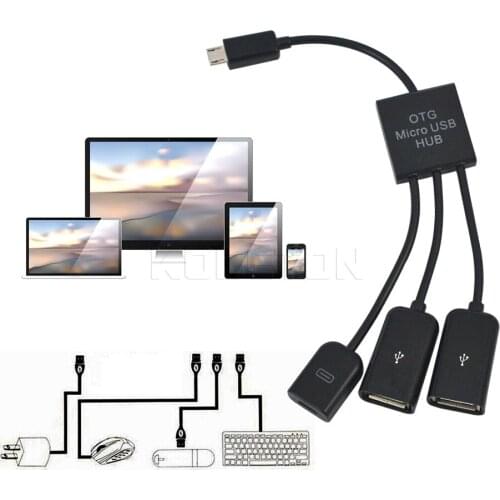 Kebidu 1 Male to 3 Female Micro USB OTG Hub Cable Connector Splitter USB Adapter Converter Cable for Smartphone PC Tablet