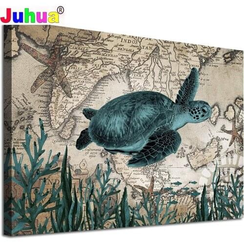 Sea Turtle 5D DIY Diamond Painting Full Square/Round Diamond Embroidery Animal Mosaic Diamond 3d Picture of Rhinestone Home Art