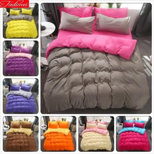 Concise Bedding Set Cotton 3/4 pcs Kids Child Bed Linen 150x210 180x220 200x230 220x240 Duvet Cover Plain Colour Queen King Size