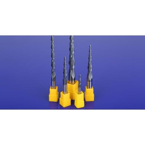 Tapered ball nose end mill D4*20.5*50L*2F HRC55 solid carbide coated cone cnc milling cutter engraving grinding bit