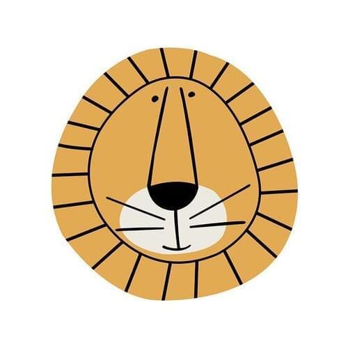 Round Thick Cartoon Carpet Lion Tiger Shark Cute Non-Slip Bedroom Mat