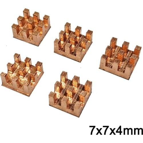 5pcs Pure Copper Mini Heat Sink Memory RAM Adhesive Back Cooling For VGA DDR MOS GPU IC Chipset Radiator Cooler Heatsink 7x7x4mm