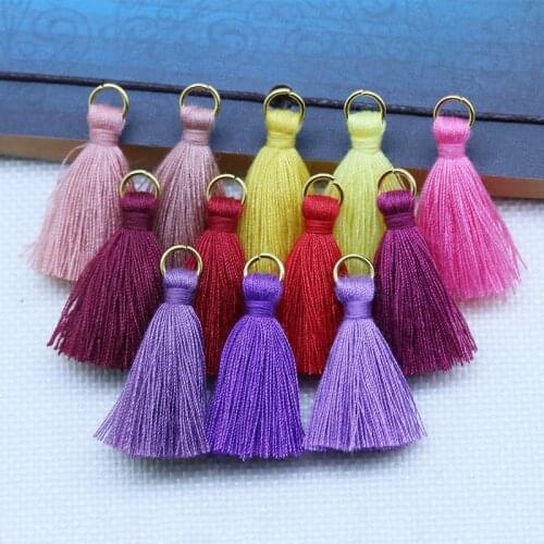 50pcs 3.5cm Polyester Cotton Mini Metal Gold Ring Tassel Trim DIY Hanging Ring Fringe Tassels