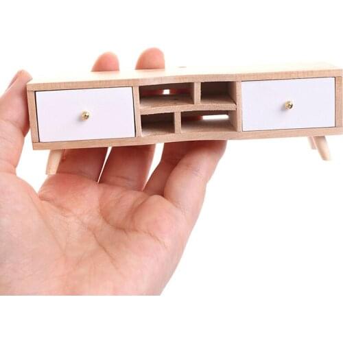 1Pc 1:12 Dollhouse Miniature Furniture Wooden TV Cabinet Dolls House Accessories