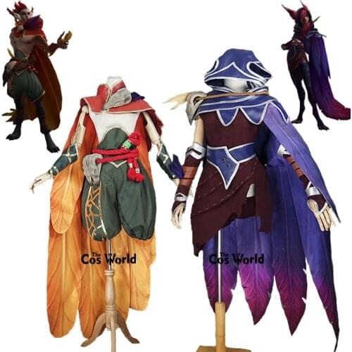 LOL Xayah The Rebel Rakan The Charmer Uniform Cloak Outfit Games Cosplay Costumes