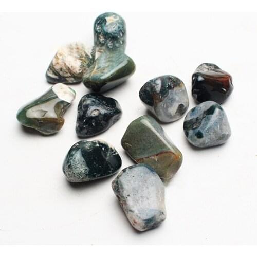 Natural Tumbled Dark Green Moss Agate Gemstone Rock Mineral Specimen Polished Wicca, Reiki, Healing Crystal Stone Home Decora