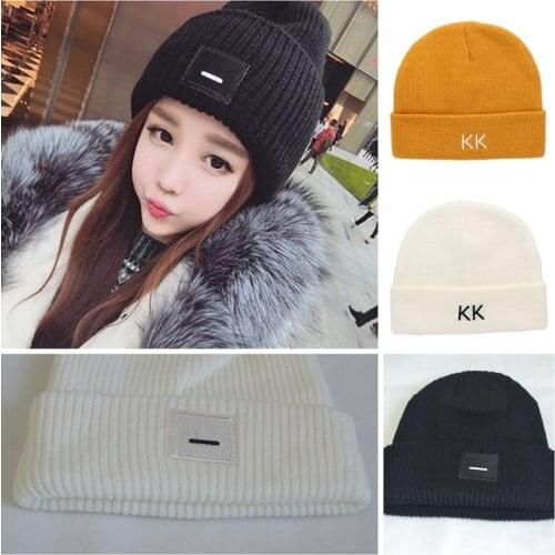 Newest Celebrity Style Women Mens Winter Knitted Beanie Poker-faced Robot Label Wool Hat Casual Cap Cute Warm Hat Skullies