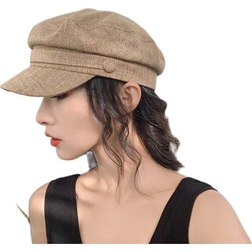 Autumn Ins Cotton Newsboy Hat Solid Women Girl Casual Peaked Visor French Artist Beret hat Plaid Painter Pumpkin hat