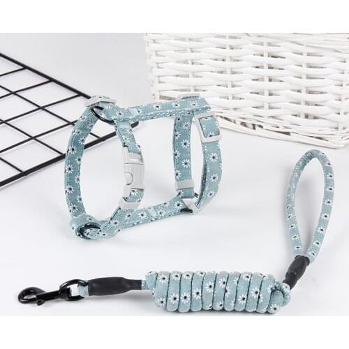 1.5m Pet Leash Adjustable Harness Elastic Cotton Rope Printed Chest Strap For Small Dogs Cats Walking Harness Pet Accessories