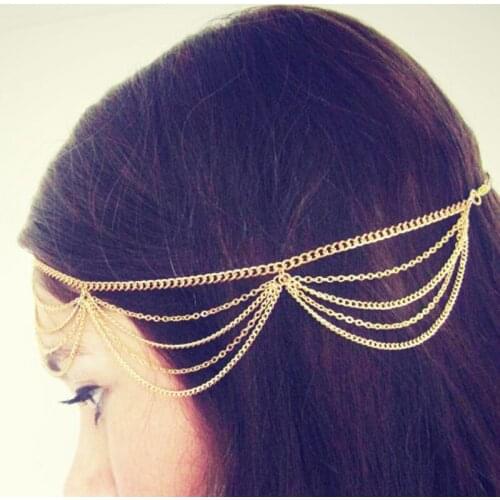 Gold Boho Headchain Metal Multilayer Head Chain Jewelry Tassel Hair Accessories Fashion Headpieces Headband For Women