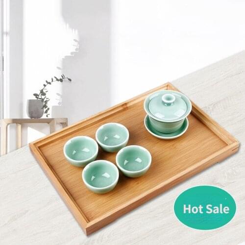 Japanese Style Simple RHome Hotel Bamboo Tray Restaurant Tea Set Tea Trayectangular Bamboo Fruit Tray