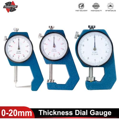 HAMPTON Dial Thickness Gauge 0-10/0-20mm Thickness Meter Tester for Leather Paper Width Measuring Instrument Tools