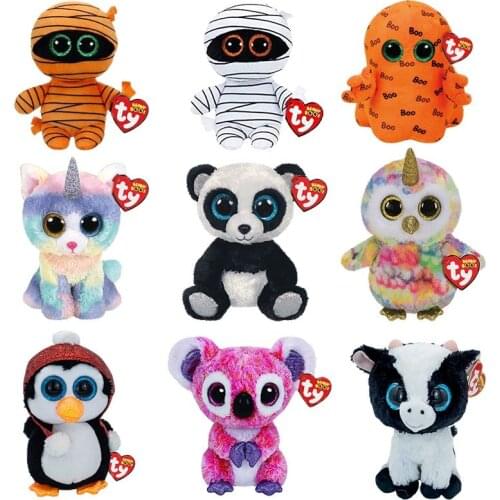 Ty Beanie Boos Big Eyes 6" 15 cm Panda Ghost Series Collectible Healing Plush Doll Toy Christmas Halloween Style Boys Girls Gift