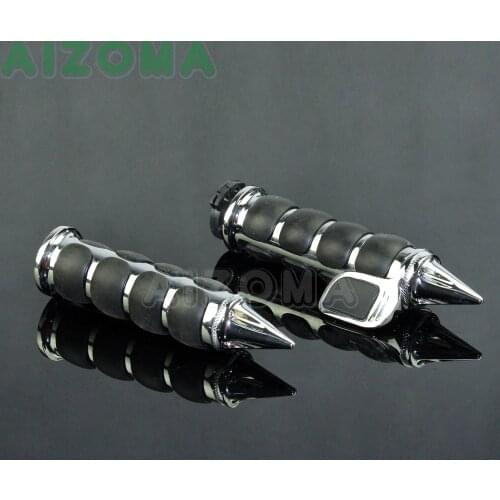 7/8 inch / 22mm Universal Chrome Motorcycles Custom Spike Throttle Hand Grips For Kawasaki Suzuki M109R Intruder 800 1400 1500