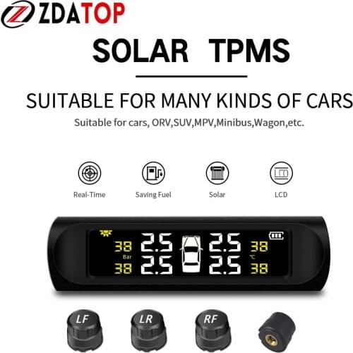 Solar TPMS Outer Sensors Tire Pressure Auto Security Alarm Solar Power External Sensors For Car For SUV Digital LCD Display