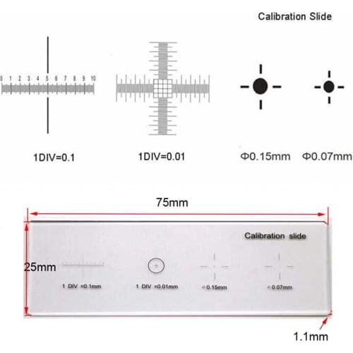 High Precision Microscope Stage calibration glass slide with 0.01MM Microscope Stage Micrometer with 4 reticle