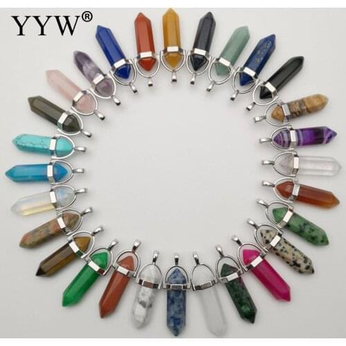 YYW Bullet Shape Natural Stone Pendant Rose Quartzs Crystal Men Women Chakra Gem Stones Quartz Charm Pendant Summer Jewelry Gift