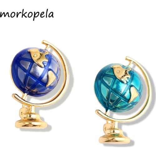 Morkopela Globe Metal Brooch Enamel Pins Clothes Scarf Clip Accessories Women Banquet Suit Brooches Jewelry