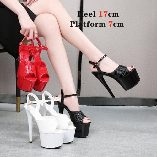 Shuzumiao Sandals Women Summer Gladiator Mixed Colors Sexy High Heels Platform 15 17 CM Thick Bottom Female Stripers Heels Shoes