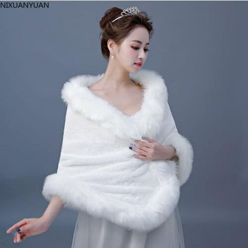 Faux Fur Bolero Women Bridal Shawl Fur Shawl In Stock Wedding Bolero Fur Cape Mariag Cloak Fast Shipping Cape Dress Wedding Coat