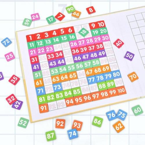 1 Set Educational Toy Magnetic Number Recognition Wooden Hundred Board Montessori Toy for Birthday Gift