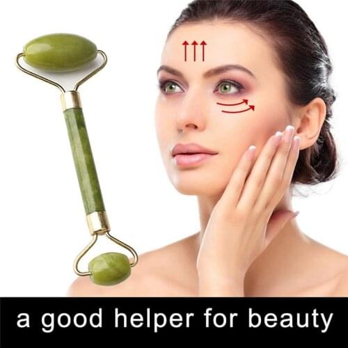 1pcs Natural Double Head Facial Massage Roller Jade Stone Face Thin Lift Hands Body Skin Relaxation Slimming Beauty Health Care