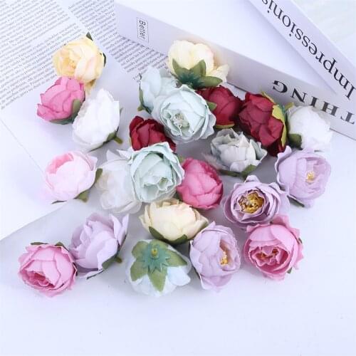 20pc 4cm Rose Artificial Flower Silk Fake Flower For Wedding Home Decorative Flowers DIY Wreath Gift Box Fake Flower Decoration