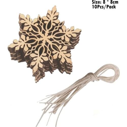 10pcs Snowflakes Unfinished Wood Cutouts Christmas Ornaments Wood Bar Drink Coaster for DIY Crafts and Christmas Tree Decoration