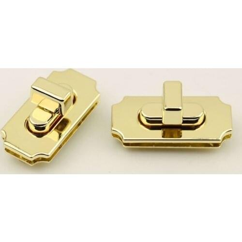10 pcs/lot Pale golden luggage handbags metal square mechanism screw lock die-casting twist lock hardware accessories