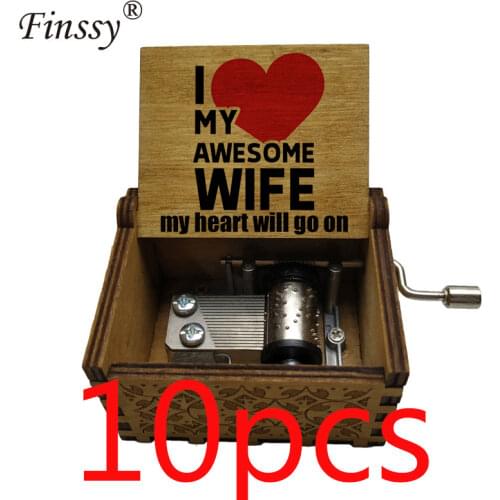10pcs Hand Wooden Musical Box Music Gift Box My Heart Will Go On Music Box GirlFriend Wife Party Aniversary Gift Decoration