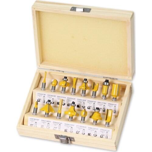 15 piece woodworking milling cutter set 15pc yellow woodworking carving electromechanical wood milling trimming machine cutter h