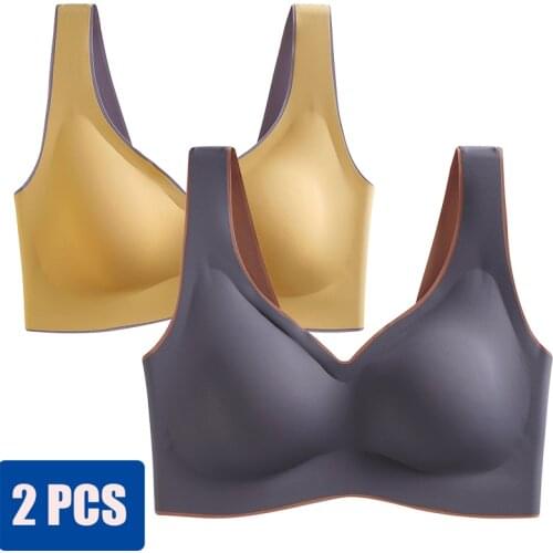 2pcs Seamless Bra Push Up Bras For Women Latex Gathers sexy bra Pad Underwear Women Bra Female bra full cup Bralette