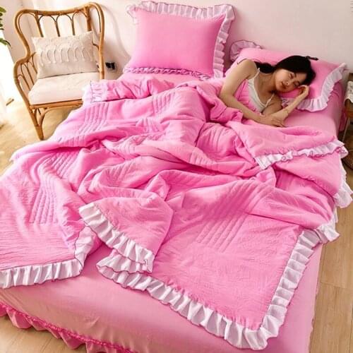 2020 Solid Color Thin Quilt 1Pcs Bedding Throws New Blanket For Queen/King Bed (no Pillowcase)