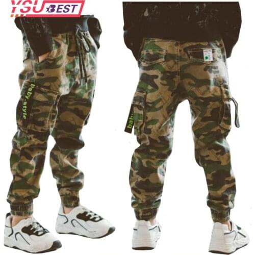 2020 Boys Camouflage Joggers Casual Cargo Pants for Boys Kids Cotton Trousers Clothes Teenage Boys Joggers Clothing 3-14 Years