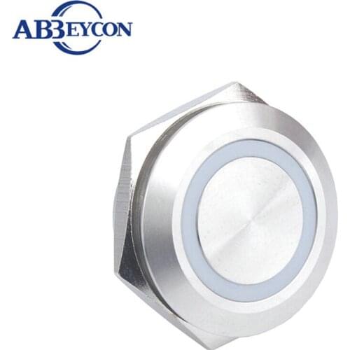 25mm Ring Led Illuminated Light Switch 12V 5V Latching Momentary 4Pin Push Button Light Switch Waterproof Stainless Steel