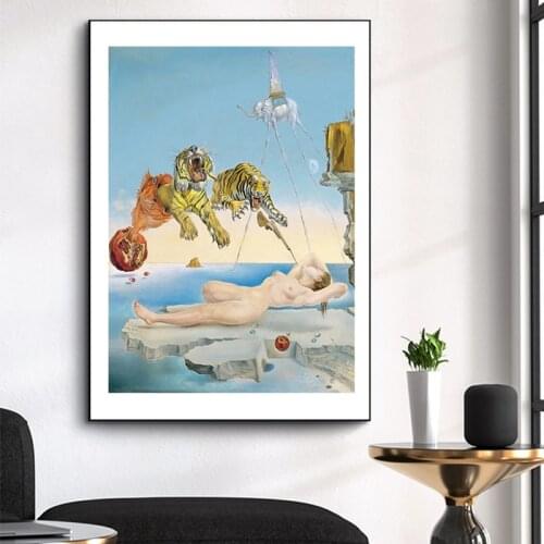 Abstract Modern Canvas Paintings Salvador Dali Tiger Naked Woman Posters and Prints Wall Art Picture for Living Room Home Decor
